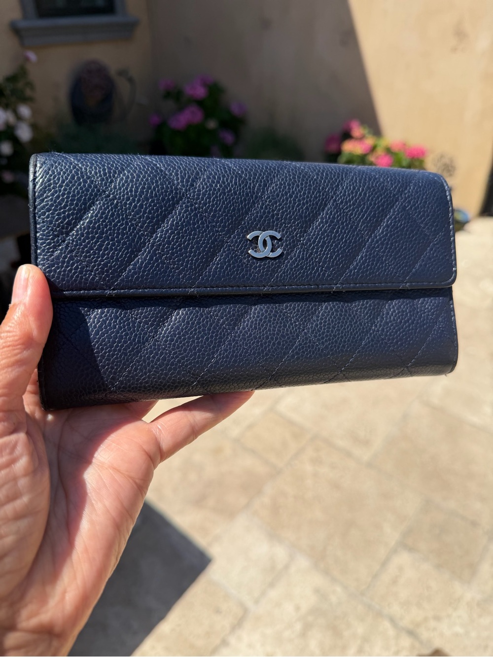 CHANEL Navy Quilted Caviar Leather Clutch with Silver Cc - Picture 10 of 11